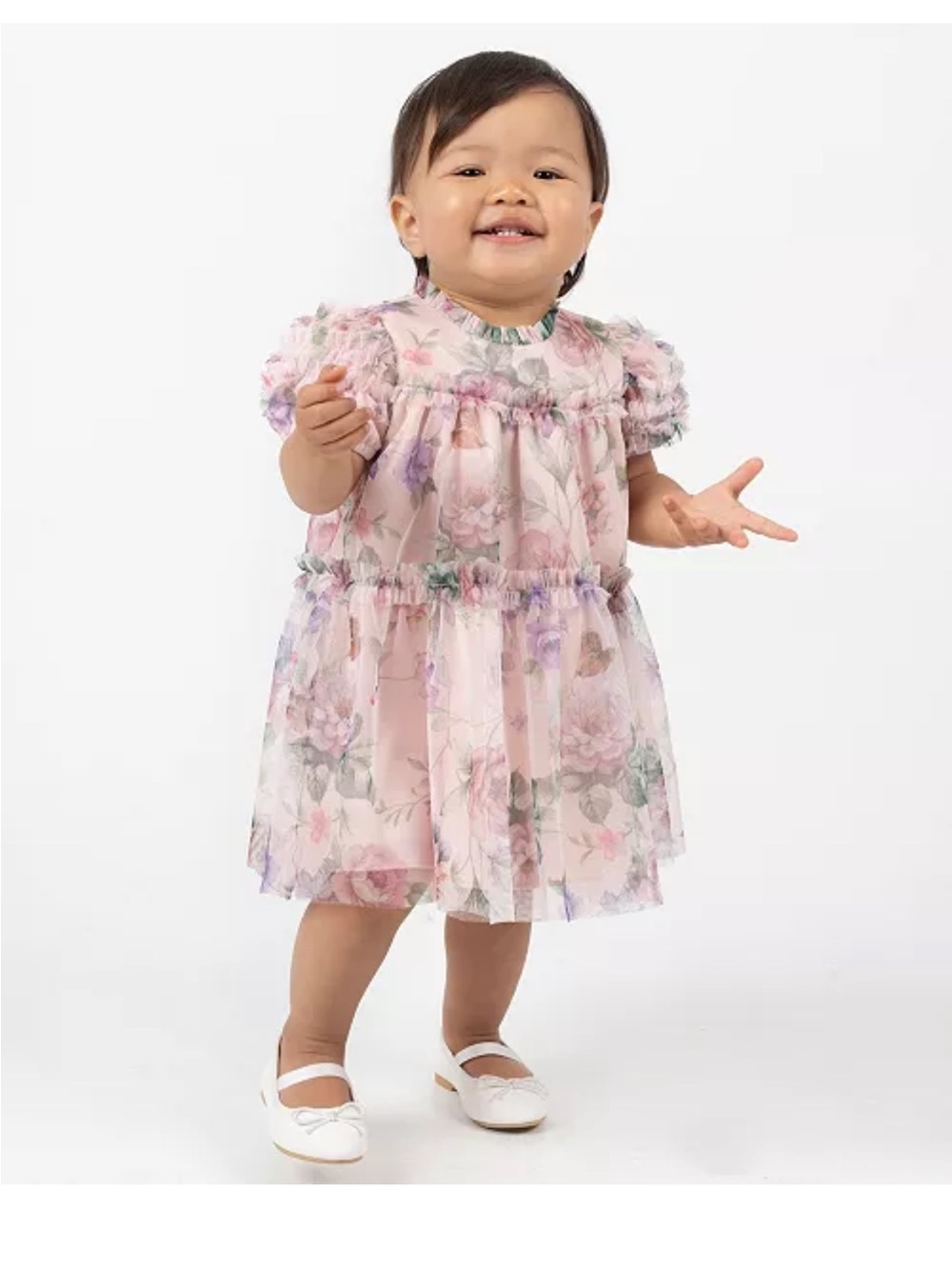 Rare Editions Baby Girls Floral Babydoll Social Short Sleeve Dress